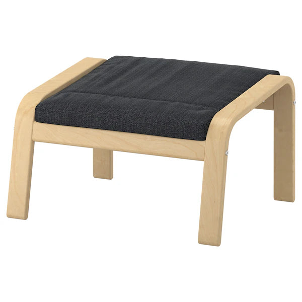 IKEA POÄNG Armchair and ottoman, birch veneer/Hillared anthracite