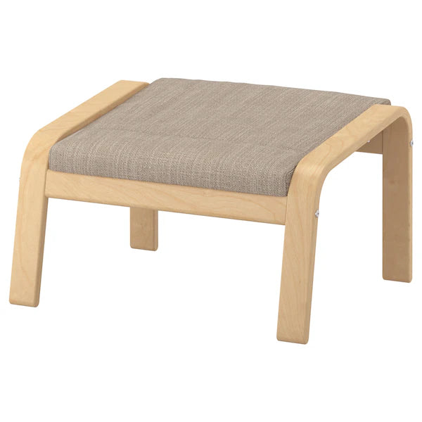 IKEA POÄNG Armchair and ottoman, birch veneer/Hillared beige