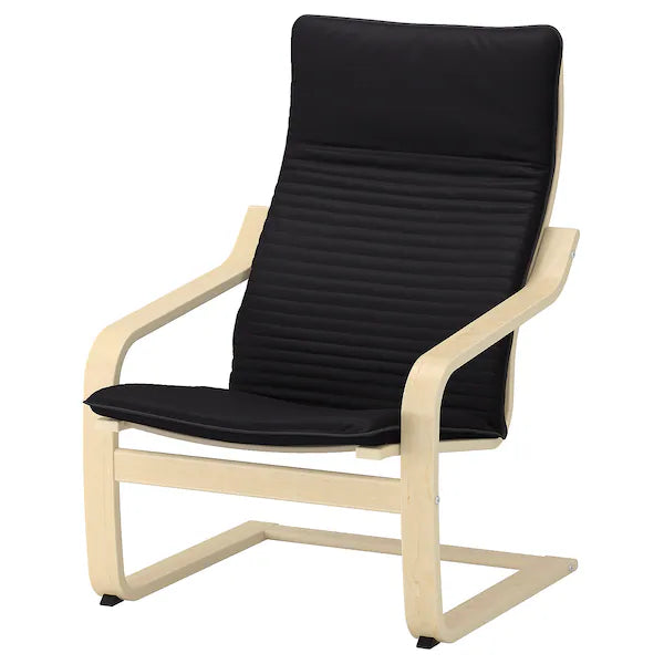 IKEA POÄNG Armchair and ottoman, birch veneer/Knisa black