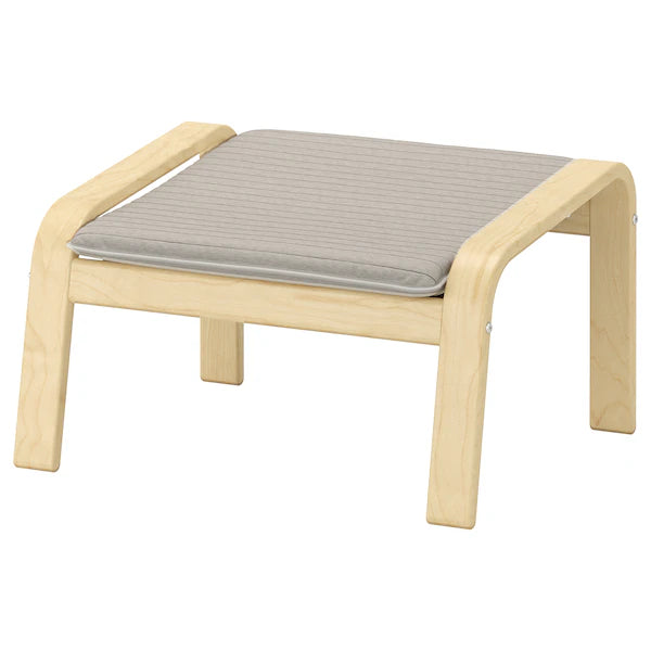 IKEA POÄNG Armchair and ottoman, birch veneer/Knisa light beige