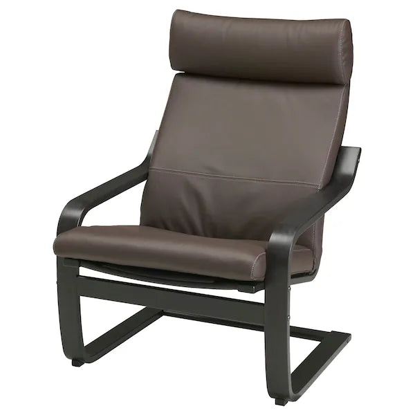 IKEA POÄNG Armchair and ottoman, birch veneer/Glose dark brown