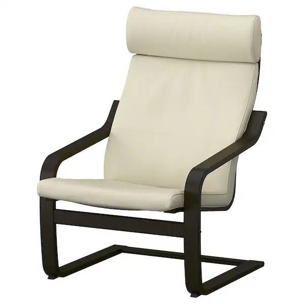 IKEA POÄNG Armchair and ottoman, birch veneer/Glose off-white