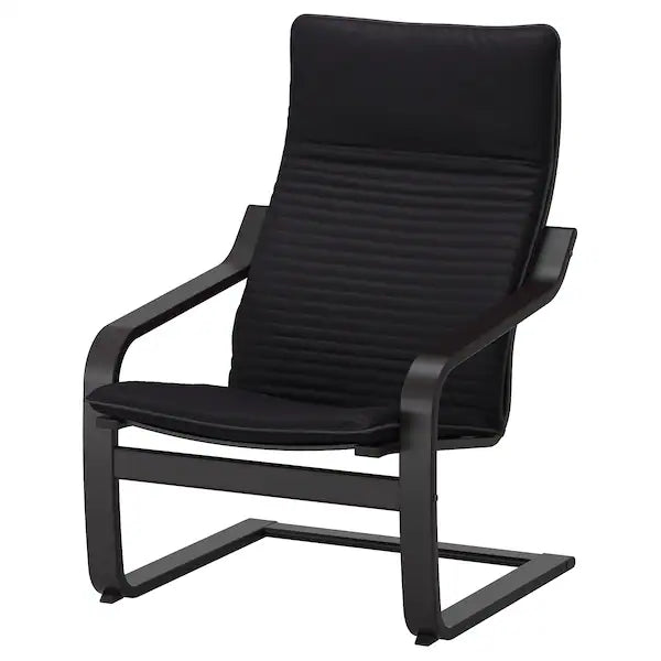IKEA POÄNG Armchair and ottoman, birch veneer/Knisa black