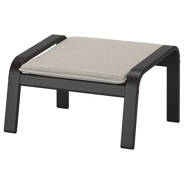 IKEA POÄNG Armchair and ottoman, birch veneer/Knisa light beige