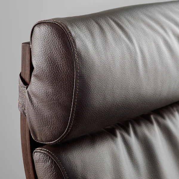 IKEA POÄNG Armchair and ottoman, birch veneer/Glose dark brown