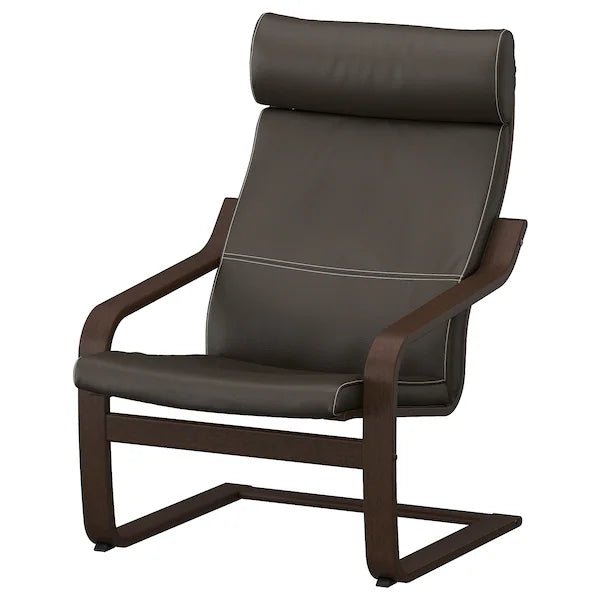 IKEA POÄNG Armchair and ottoman, birch veneer/Glose dark brown