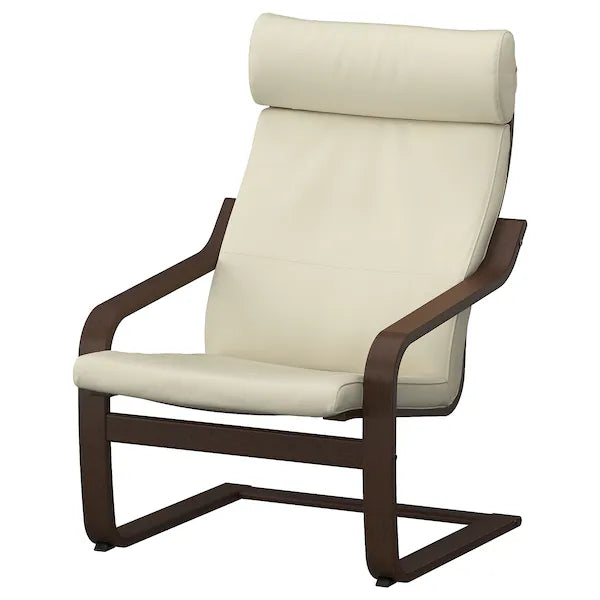 IKEA POÄNG Armchair and ottoman, birch veneer/Glose off-white