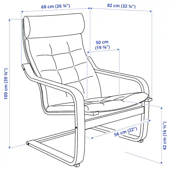 IKEA POÄNG Armchair and ottoman, brown/Gunnared beige