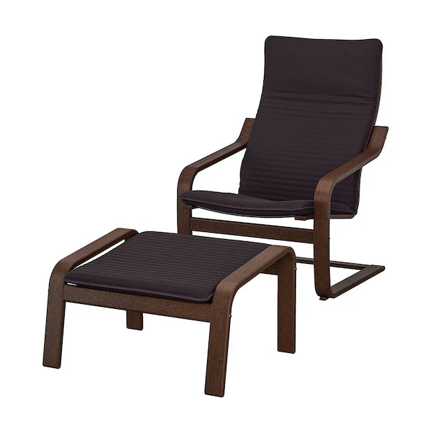 IKEA POÄNG Armchair and ottoman, birch veneer/Knisa black