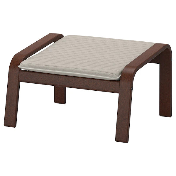 IKEA POÄNG Armchair and ottoman, birch veneer/Knisa light beige