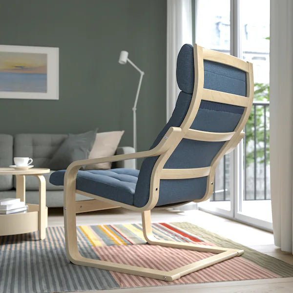 IKEA POÄNG Armchair, birch veneer/Gunnared blue