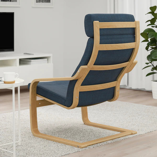 IKEA POÄNG Armchair, birch veneer/Hillared dark blue