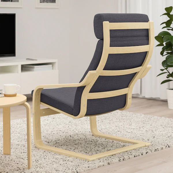 IKEA POÄNG Armchair, brown/Skiftebo dark gray