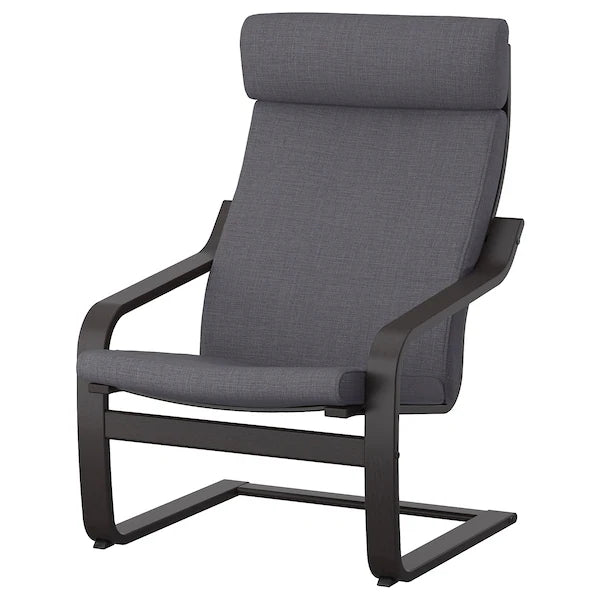 IKEA POÄNG Armchair, brown/Skiftebo dark gray