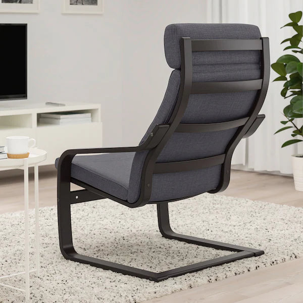 IKEA POÄNG Armchair, brown/Skiftebo dark gray