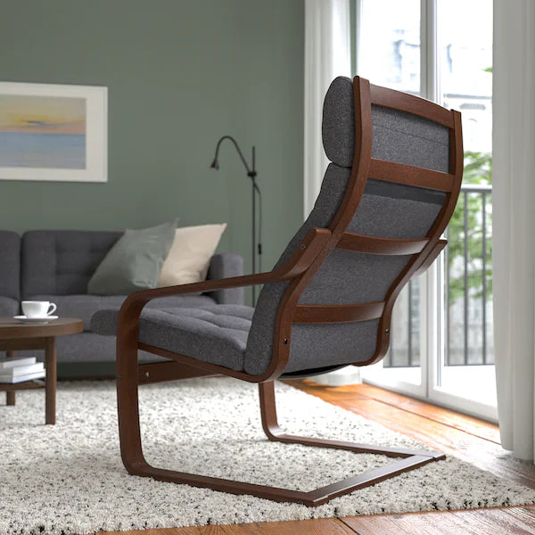 IKEA POÄNG Armchair, brown/Gunnared dark gray