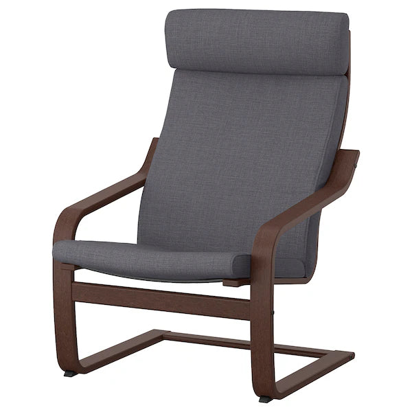 IKEA POÄNG Armchair, brown/Skiftebo dark gray