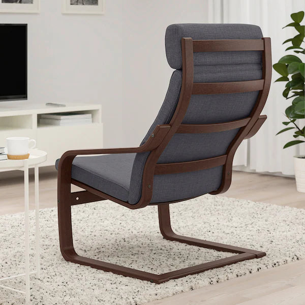 IKEA POÄNG Armchair, brown/Skiftebo dark gray