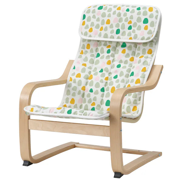 IKEA POÄNG Kid's armchair, birch veneer/Ulvsby dot pattern