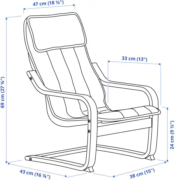IKEA POÄNG Kid's armchair, birch veneer/Ulvsby dot pattern
