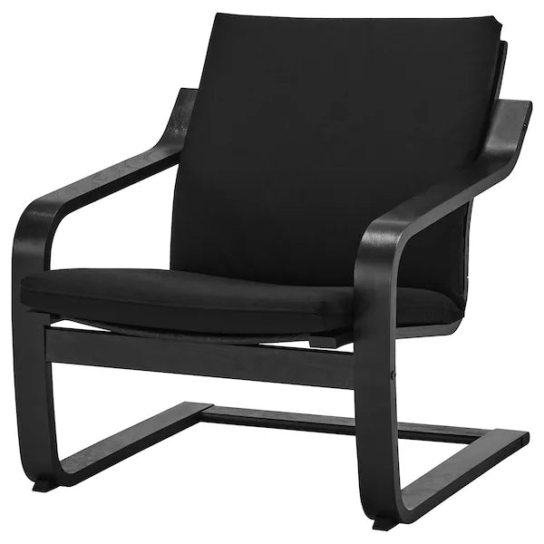 POÄNG Low-back armchair, natural/beige/Vissle black