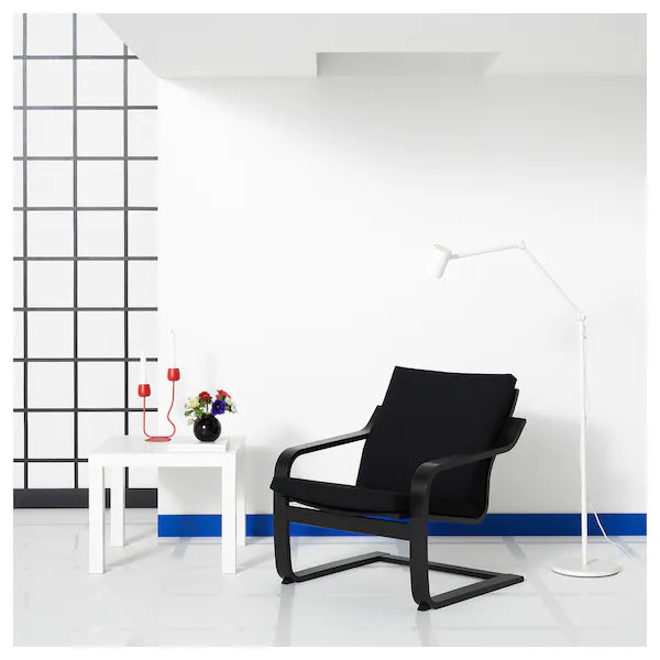 POÄNG Low-back armchair, natural/beige/Vissle black