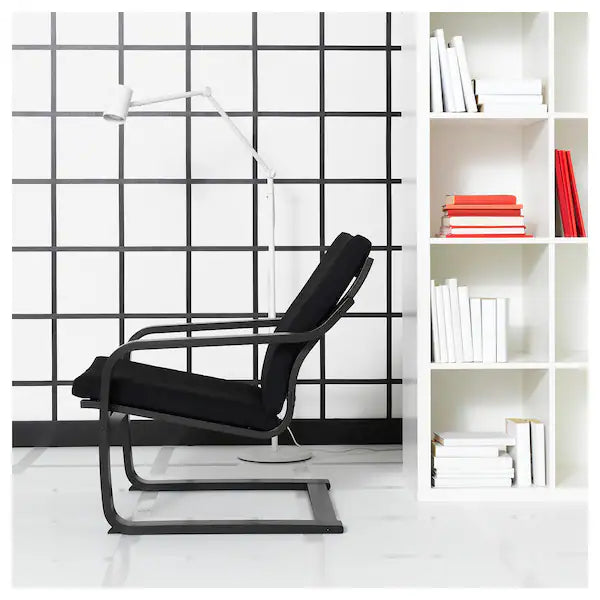 POÄNG Low-back armchair, natural/beige/Vissle black