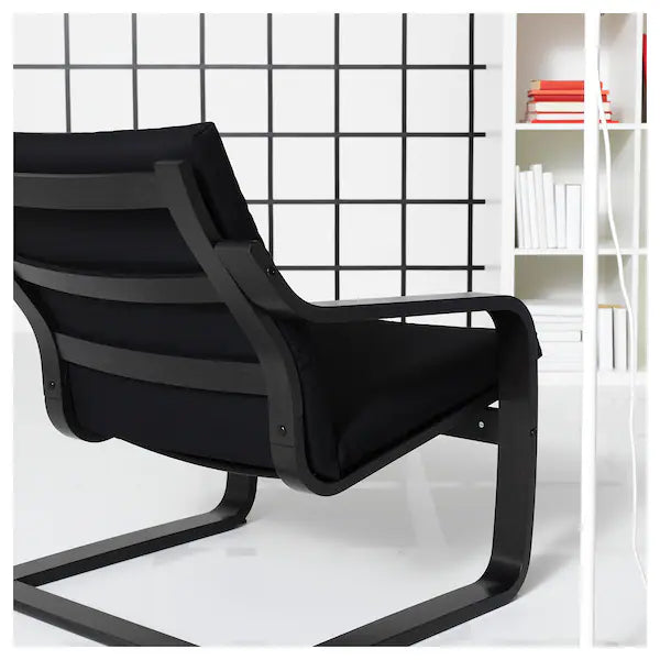 POÄNG Low-back armchair, natural/beige/Vissle black