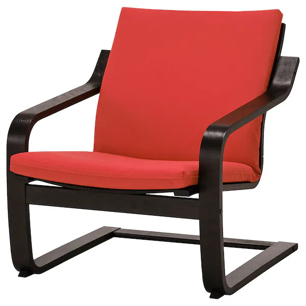 IKEA POÄNG Low-back armchair, natural/beige/Vissle red