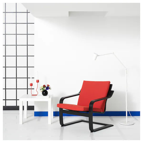IKEA POÄNG Low-back armchair, natural/beige/Vissle red