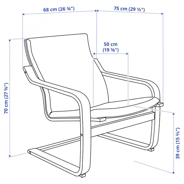 IKEA POÄNG Low-back armchair, natural/beige/Katorp natural/beige