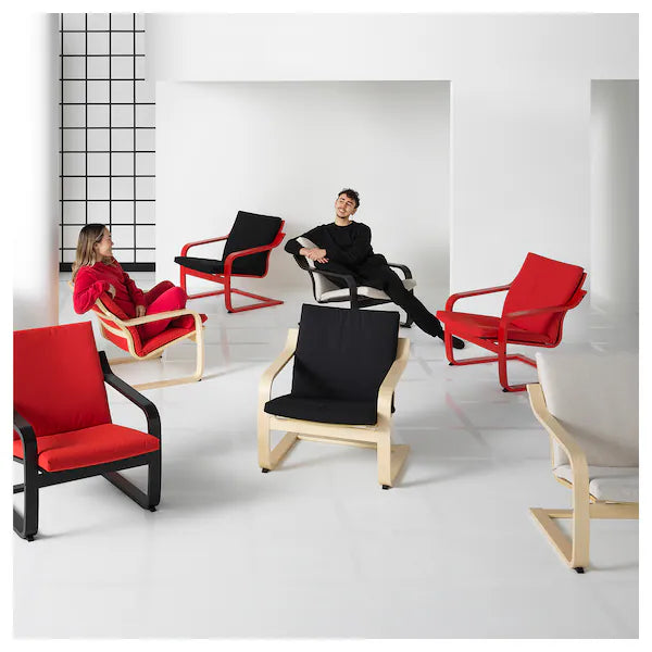 POÄNG Low-back armchair, natural/beige/Vissle black