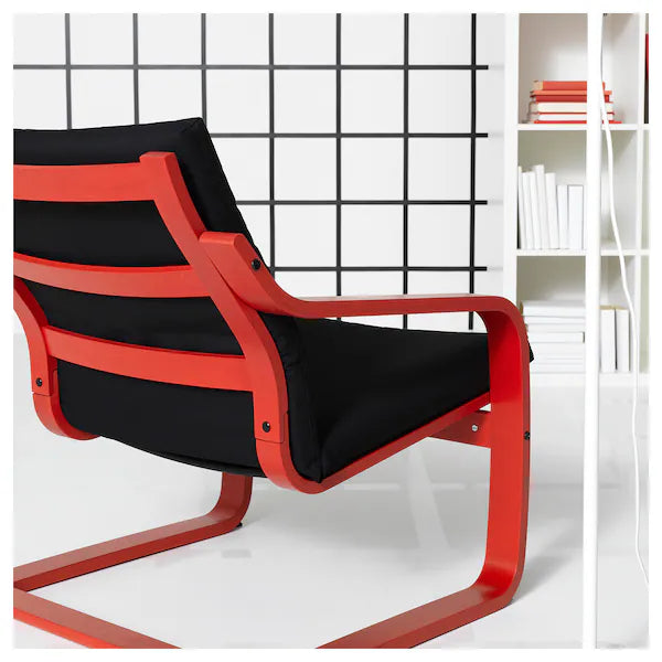 POÄNG Low-back armchair, natural/beige/Vissle black