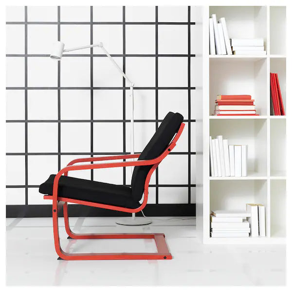 POÄNG Low-back armchair, natural/beige/Vissle black