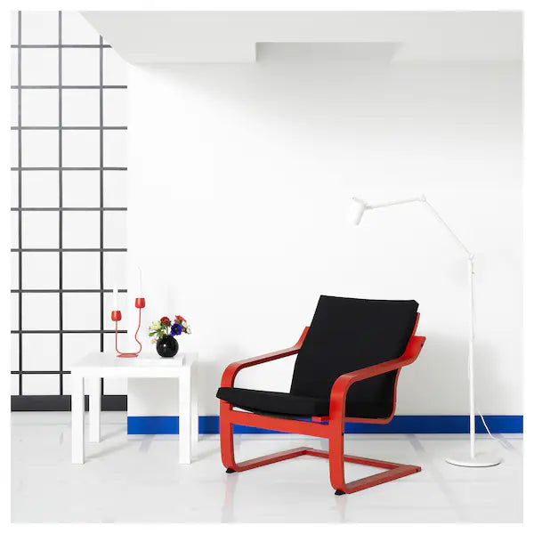 POÄNG Low-back armchair, natural/beige/Vissle black