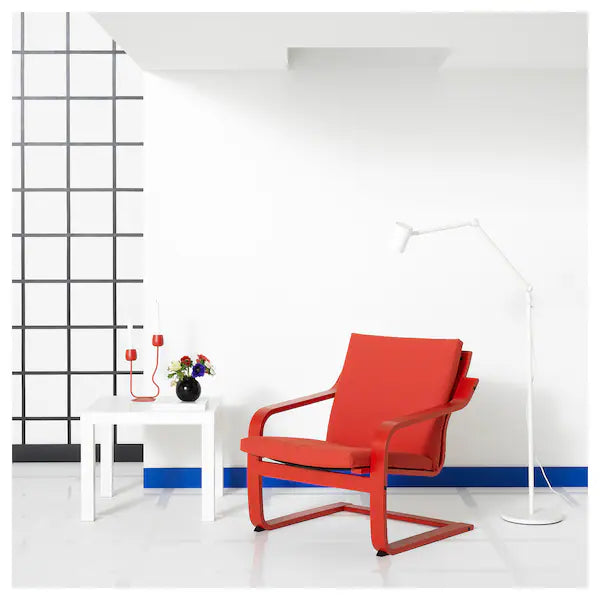 IKEA POÄNG Low-back armchair, natural/beige/Vissle red