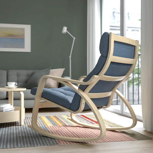 IKEA POÄNG Rocking chair, birch veneer/Gunnared blue