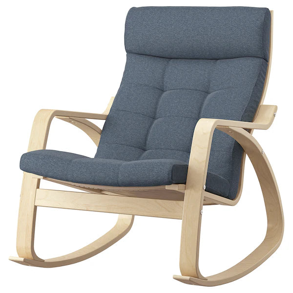 IKEA POÄNG Rocking chair, birch veneer/Gunnared blue