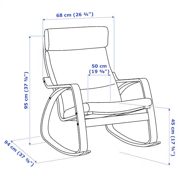 IKEA POÄNG Rocking chair, birch veneer/Hillared anthracite