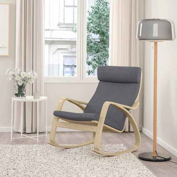 IKEA POÄNG Rocking chair, birch veneer/Skiftebo dark gray