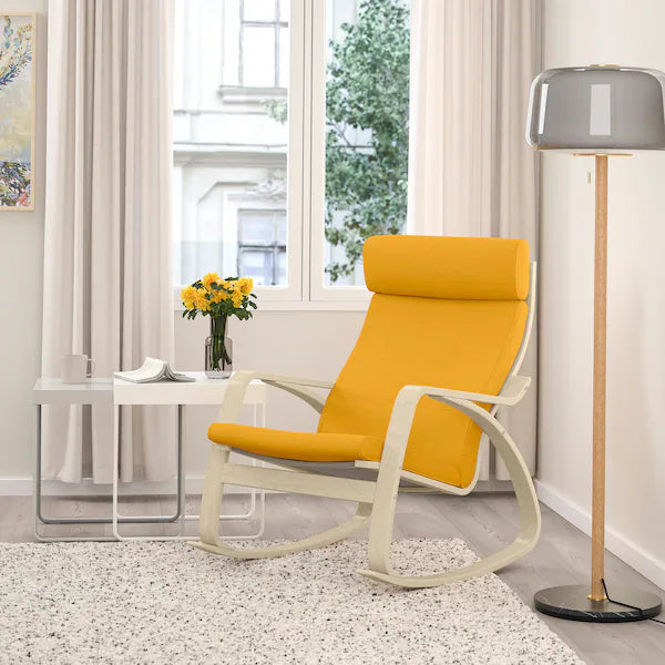 IKEA POÄNG Rocking chair, birch veneer/Skiftebo yellow