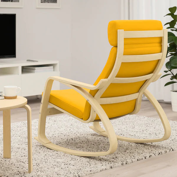 IKEA POÄNG Rocking chair, birch veneer/Skiftebo yellow