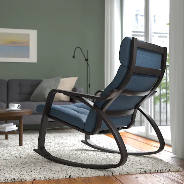 IKEA POÄNG Rocking chair, birch veneer/Gunnared blue
