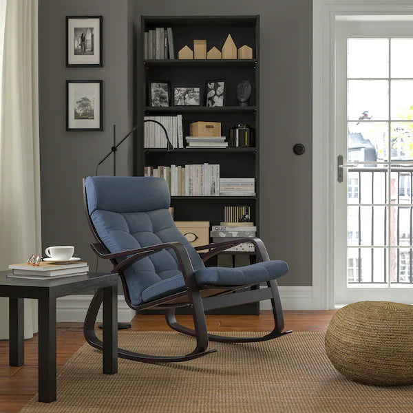 IKEA POÄNG Rocking chair, birch veneer/Gunnared blue