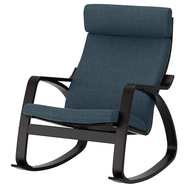 IKEA POÄNG Rocking chair, birch veneer/Hillared dark blue