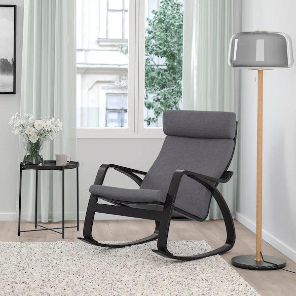 IKEA POÄNG Rocking chair, birch veneer/Skiftebo dark gray