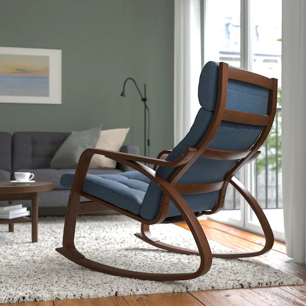 IKEA POÄNG Rocking chair, birch veneer/Gunnared blue