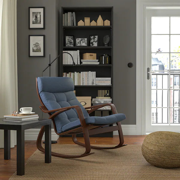 IKEA POÄNG Rocking chair, birch veneer/Gunnared blue