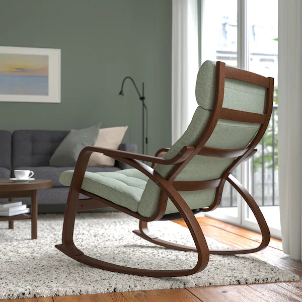 IKEA POÄNG Rocking chair, birch veneer/Gunnared light green