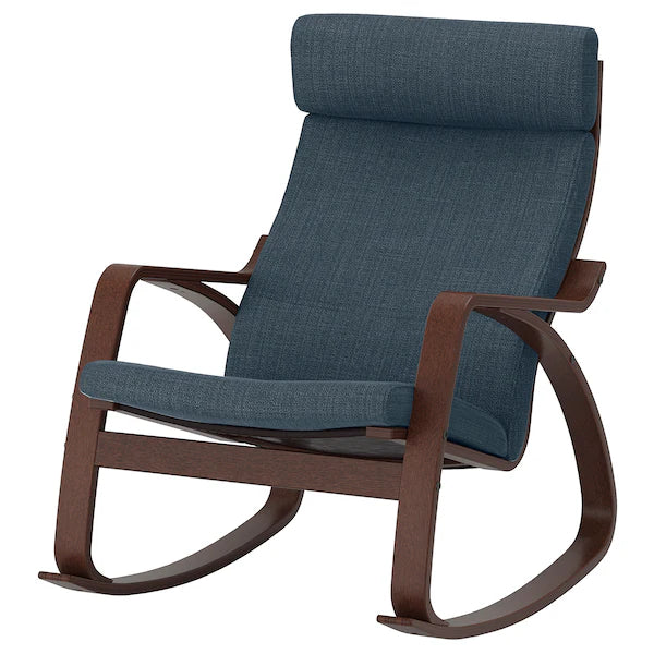 IKEA POÄNG Rocking chair, birch veneer/Hillared dark blue